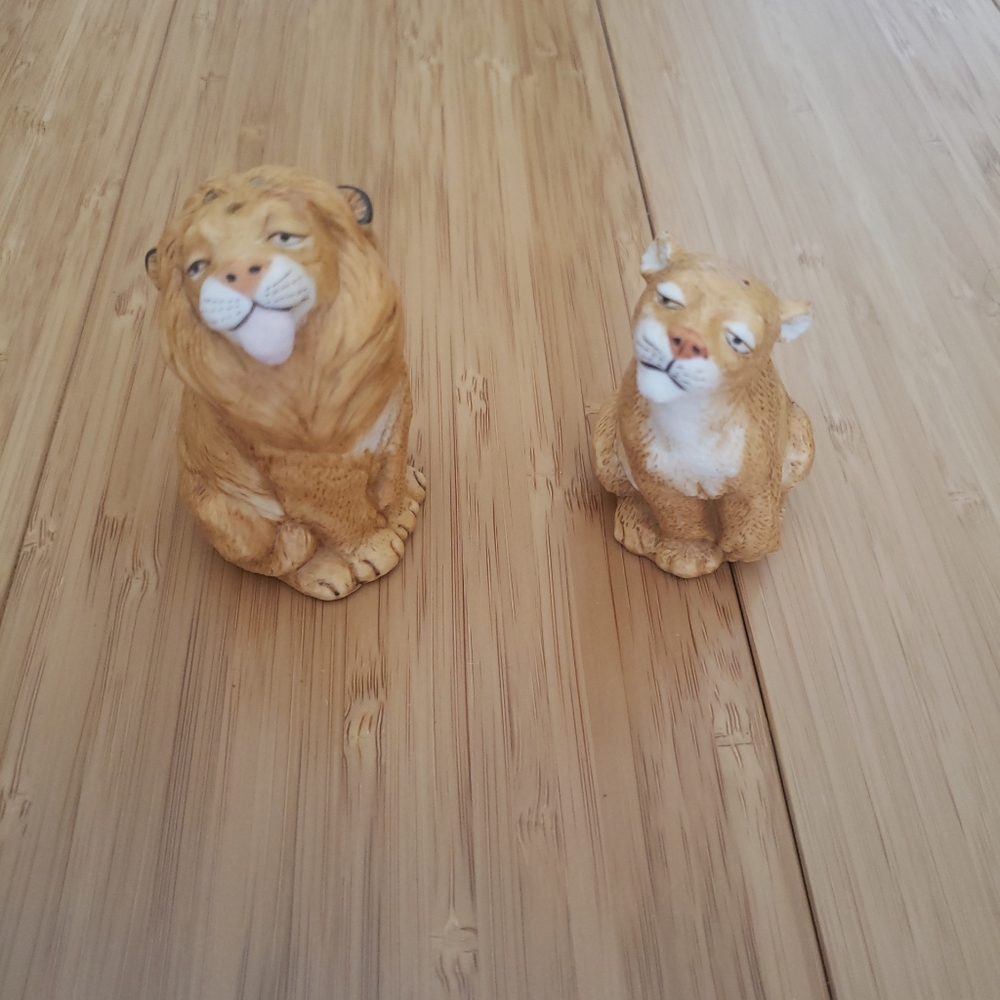 Vintage Franklin Mint Lion Salt & Pepper Shakers Noahs Ark 1987